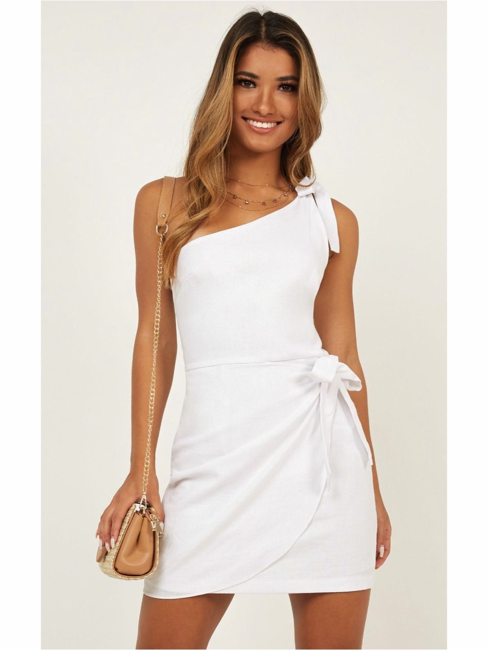 Showpo.‎ White Linen Blend Mini Dress